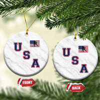 USA Flag Hockey Ceramic Ornament Patriotic Ice Hockey Team Fan Vintage Throwback - Wonder Print Shop