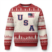 USA Flag Hockey Ugly Christmas Sweater Patriotic Ice Hockey Team Fan Vintage Throwback - Wonder Print Shop