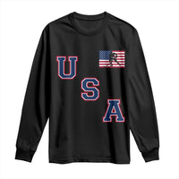 USA Flag Hockey Long Sleeve Shirt Patriotic Ice Hockey Team Fan Vintage Throwback