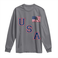 USA Flag Hockey Long Sleeve Shirt Patriotic Ice Hockey Team Fan Vintage Throwback