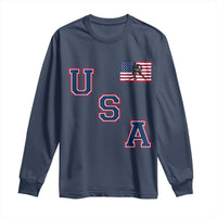 USA Flag Hockey Long Sleeve Shirt Patriotic Ice Hockey Team Fan Vintage Throwback