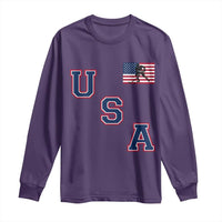 USA Flag Hockey Long Sleeve Shirt Patriotic Ice Hockey Team Fan Vintage Throwback