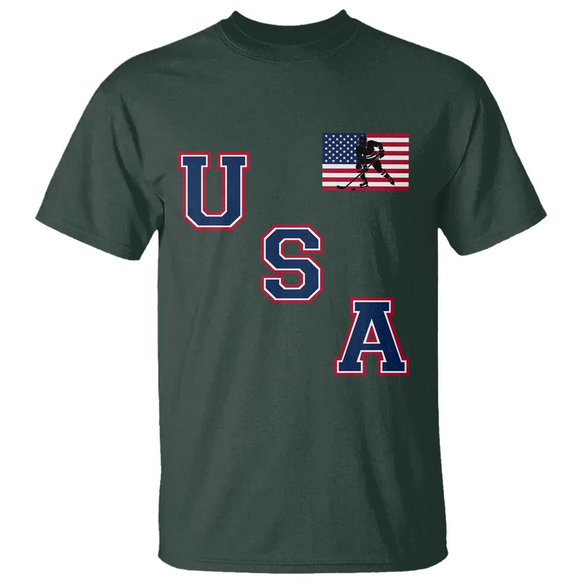 USA Flag Hockey T Shirt Patriotic Ice Hockey Team Fan Vintage Throwback