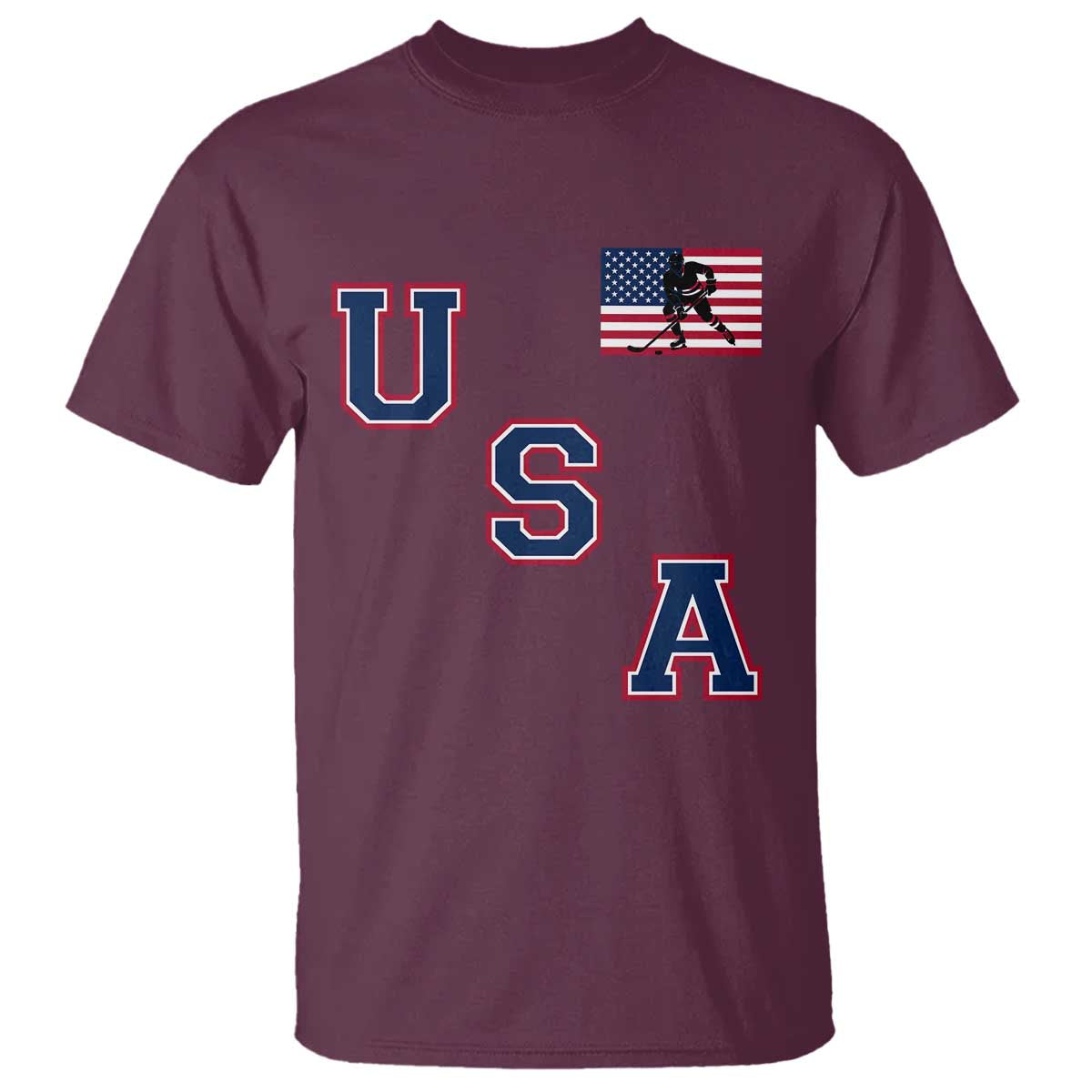 USA Flag Hockey T Shirt Patriotic Ice Hockey Team Fan Vintage Throwback