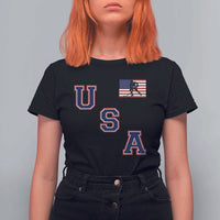 USA Flag Hockey T Shirt For Women Patriotic Ice Hockey Team Fan Vintage Throwback