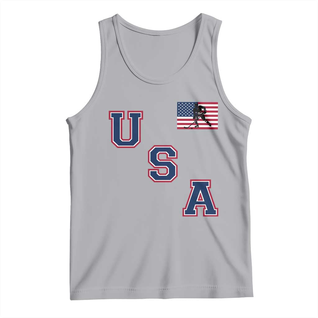 USA Flag Hockey Tank Top Patriotic Ice Hockey Team Fan Vintage Throwback