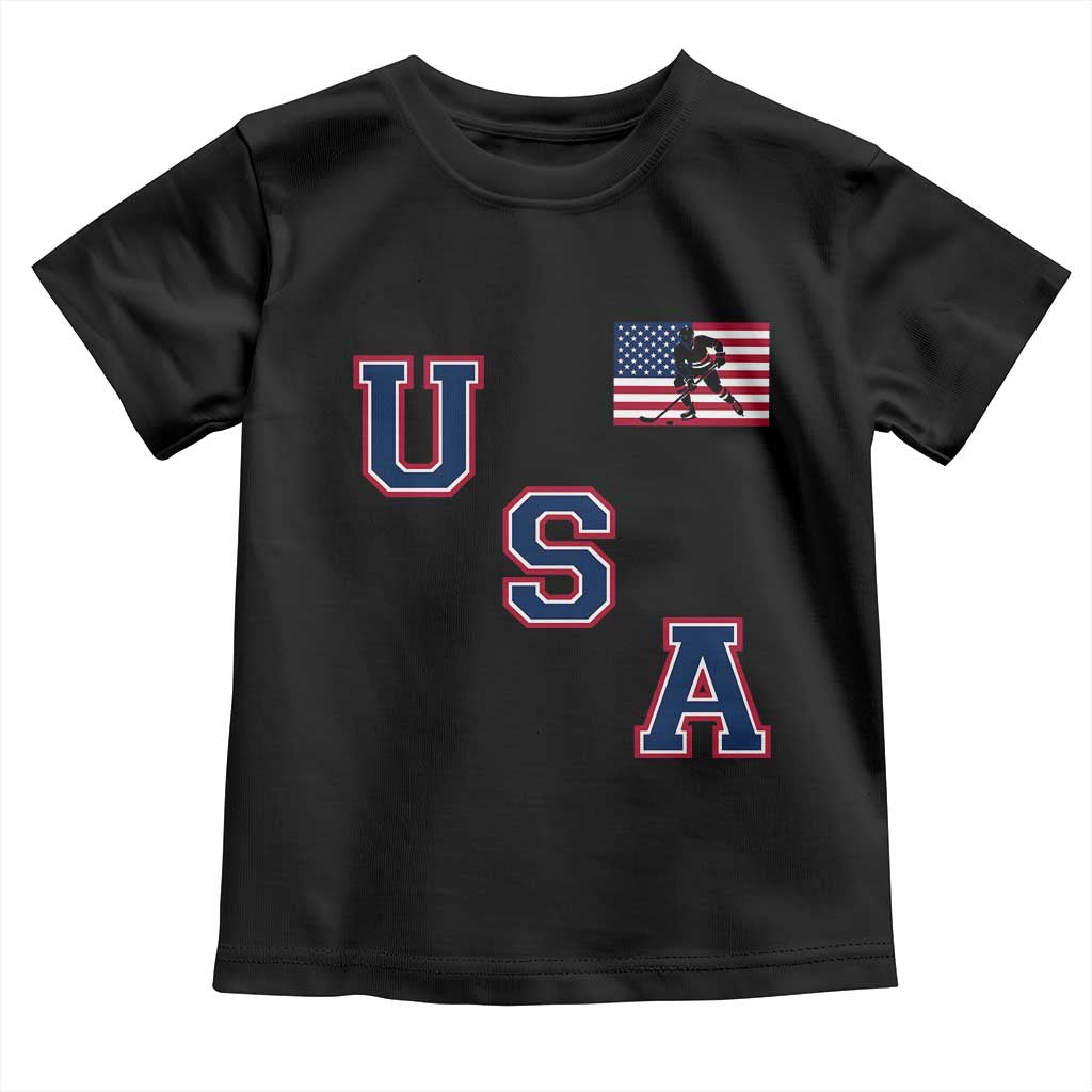USA Flag Hockey Toddler T Shirt Patriotic Ice Hockey Team Fan Vintage Throwback