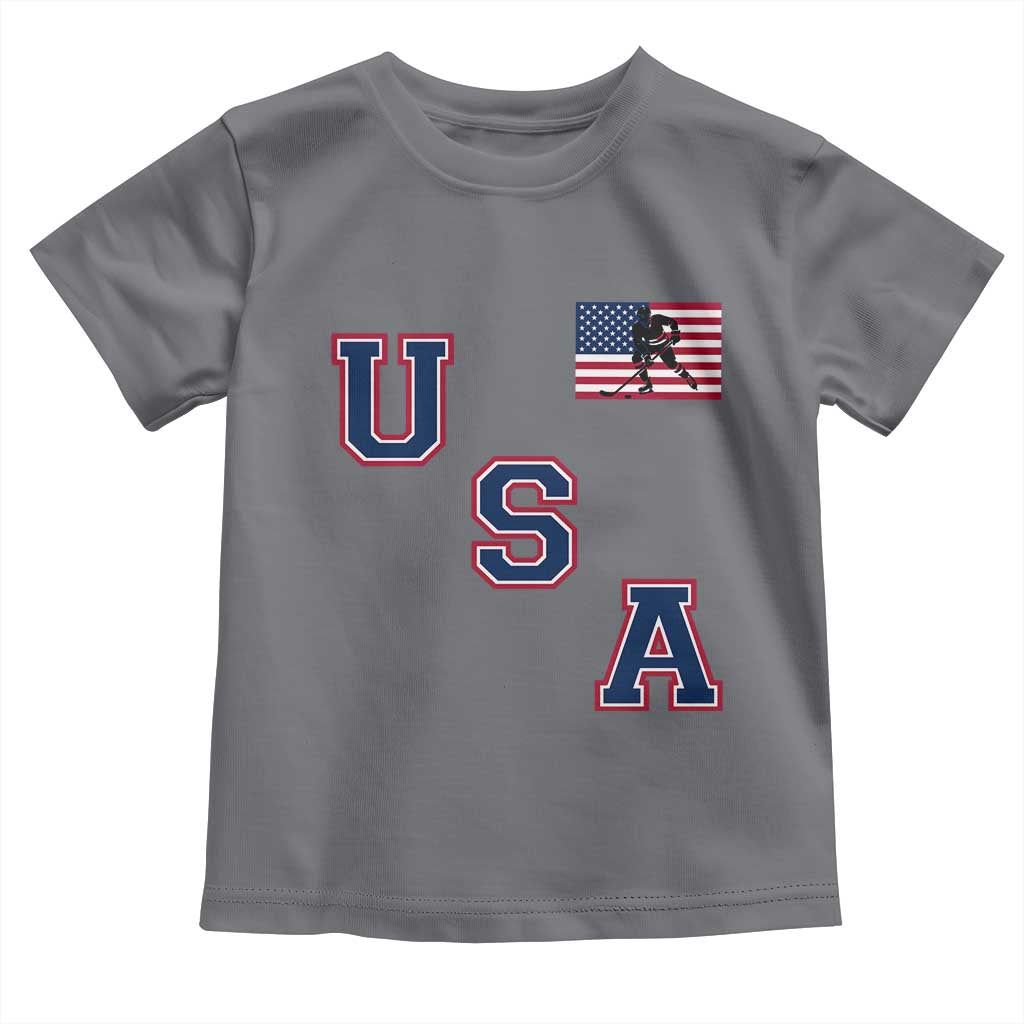 USA Flag Hockey Toddler T Shirt Patriotic Ice Hockey Team Fan Vintage Throwback