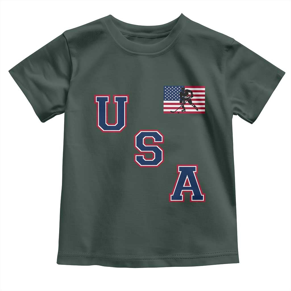 USA Flag Hockey Toddler T Shirt Patriotic Ice Hockey Team Fan Vintage Throwback