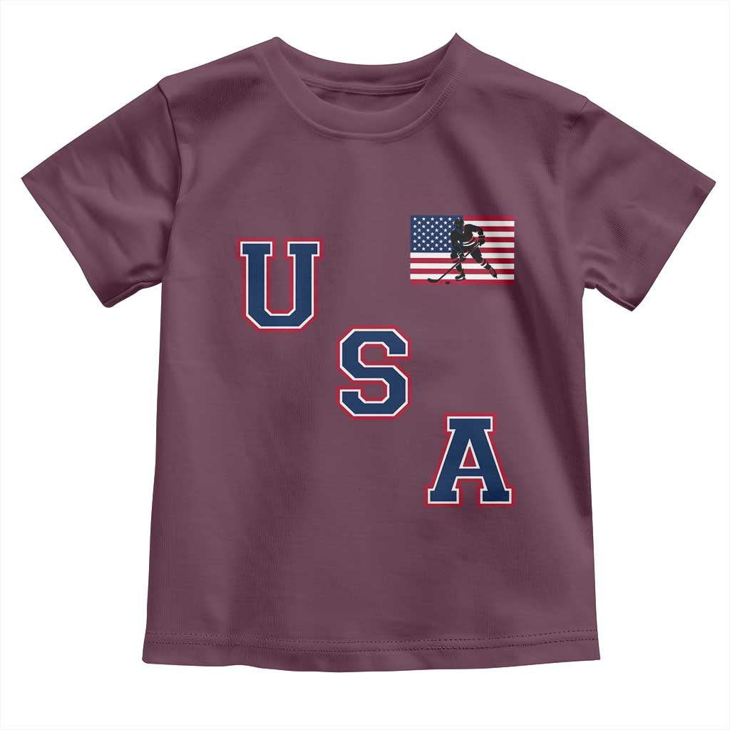 USA Flag Hockey Toddler T Shirt Patriotic Ice Hockey Team Fan Vintage Throwback
