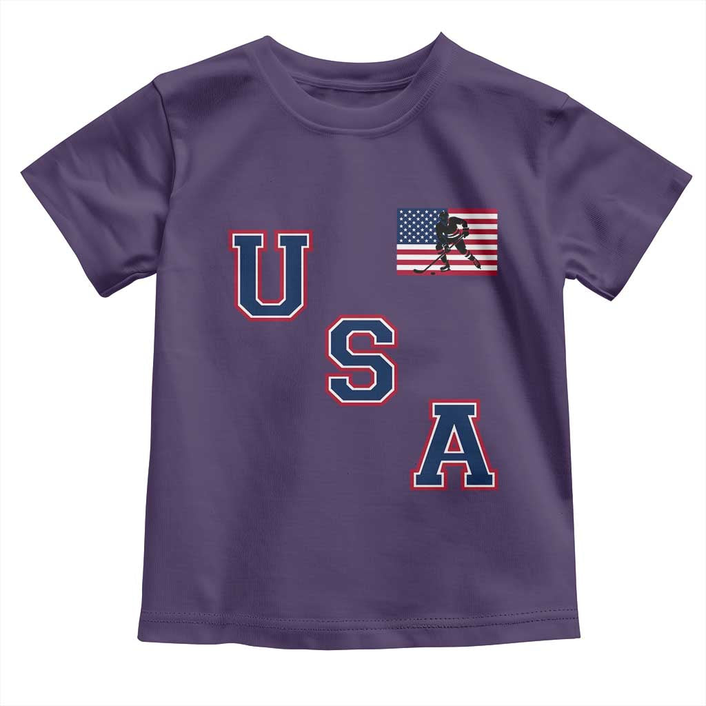 USA Flag Hockey Toddler T Shirt Patriotic Ice Hockey Team Fan Vintage Throwback
