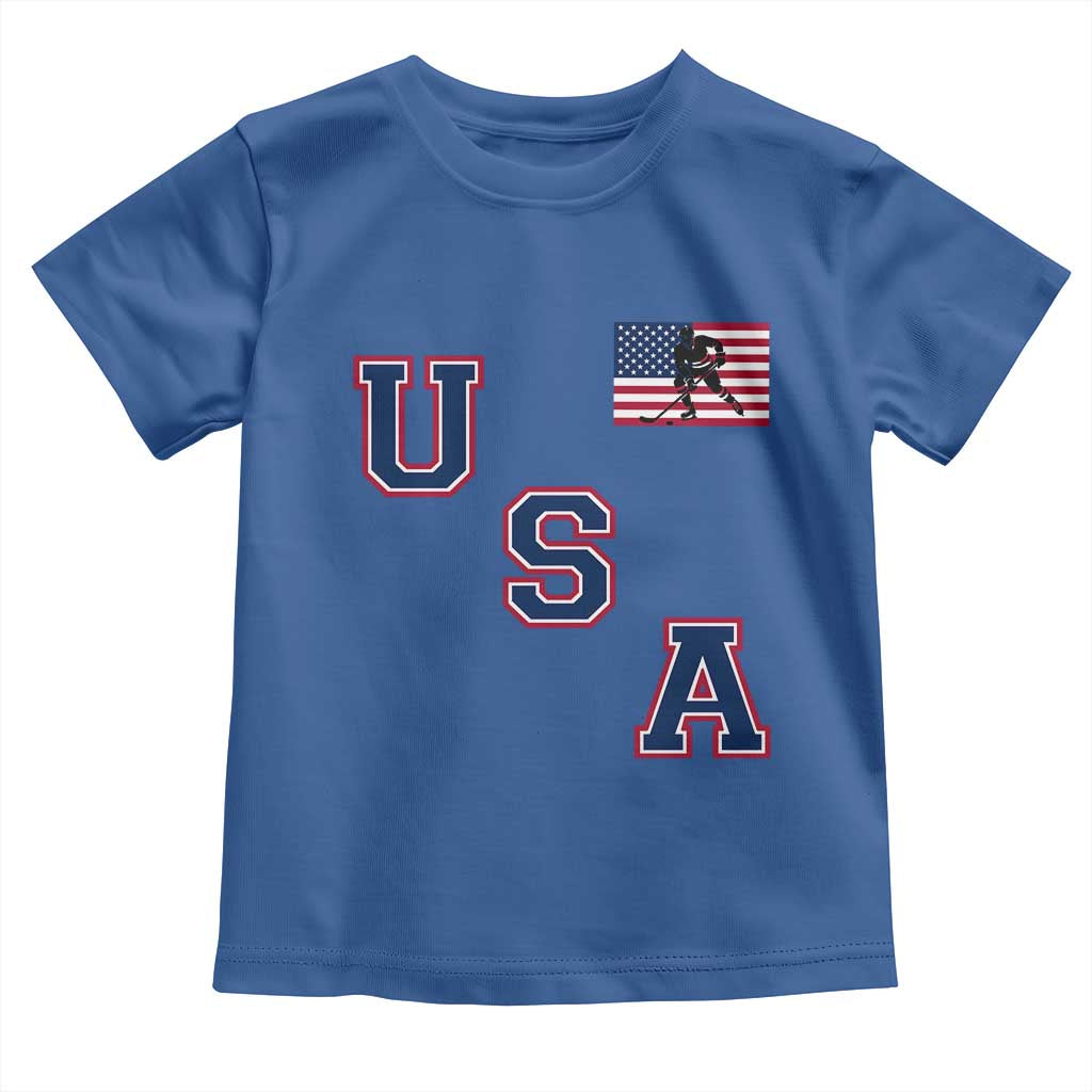 USA Flag Hockey Toddler T Shirt Patriotic Ice Hockey Team Fan Vintage Throwback