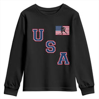 USA Flag Hockey Youth Sweatshirt Patriotic Ice Hockey Team Fan Vintage Throwback