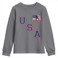 USA Flag Hockey Youth Sweatshirt Patriotic Ice Hockey Team Fan Vintage Throwback
