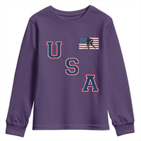 USA Flag Hockey Youth Sweatshirt Patriotic Ice Hockey Team Fan Vintage Throwback
