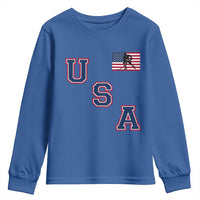 USA Flag Hockey Youth Sweatshirt Patriotic Ice Hockey Team Fan Vintage Throwback