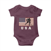 USA Flag Hockey Baby Onesie Patriotic Ice Hockey Player Retro Vintage