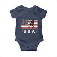USA Flag Hockey Baby Onesie Patriotic Ice Hockey Player Retro Vintage