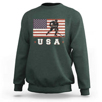 USA Flag Hockey Sweatshirt Patriotic Ice Hockey Player Retro Vintage