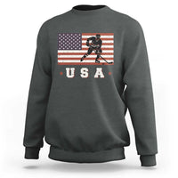 USA Flag Hockey Sweatshirt Patriotic Ice Hockey Player Retro Vintage