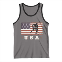 USA Flag Hockey Tank Top Patriotic Ice Hockey Player Retro Vintage