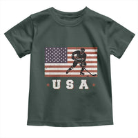 USA Flag Hockey Toddler T Shirt Patriotic Ice Hockey Player Retro Vintage