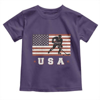 USA Flag Hockey Toddler T Shirt Patriotic Ice Hockey Player Retro Vintage