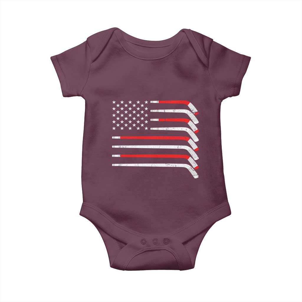 USA Flag Hockey Baby Onesie Patriotic Hockey Stick American Flags