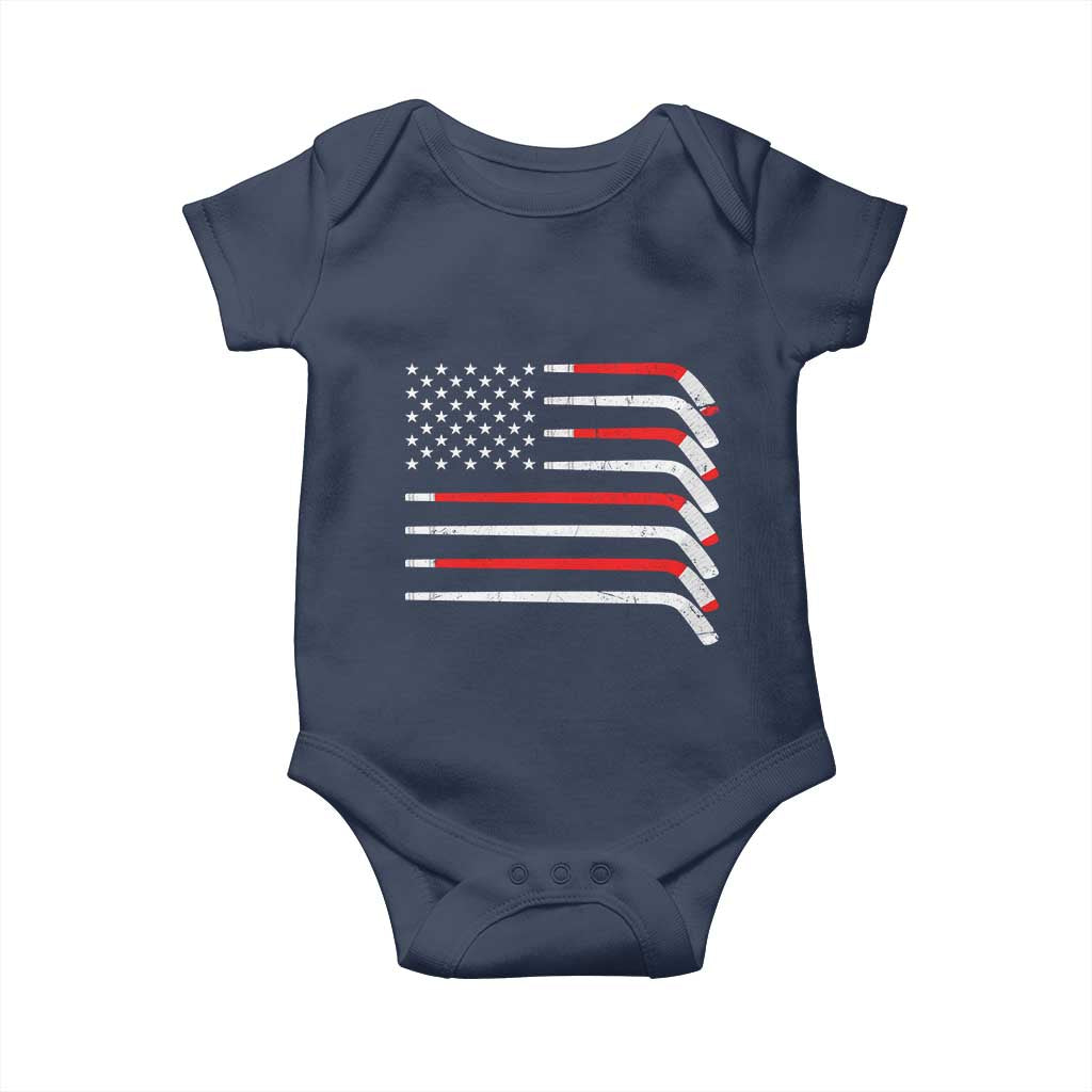 USA Flag Hockey Baby Onesie Patriotic Hockey Stick American Flags