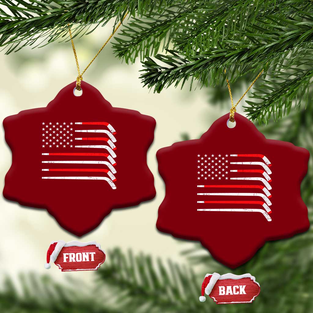 USA Flag Hockey Ceramic Ornament Patriotic Hockey Stick American Flags - Wonder Print Shop