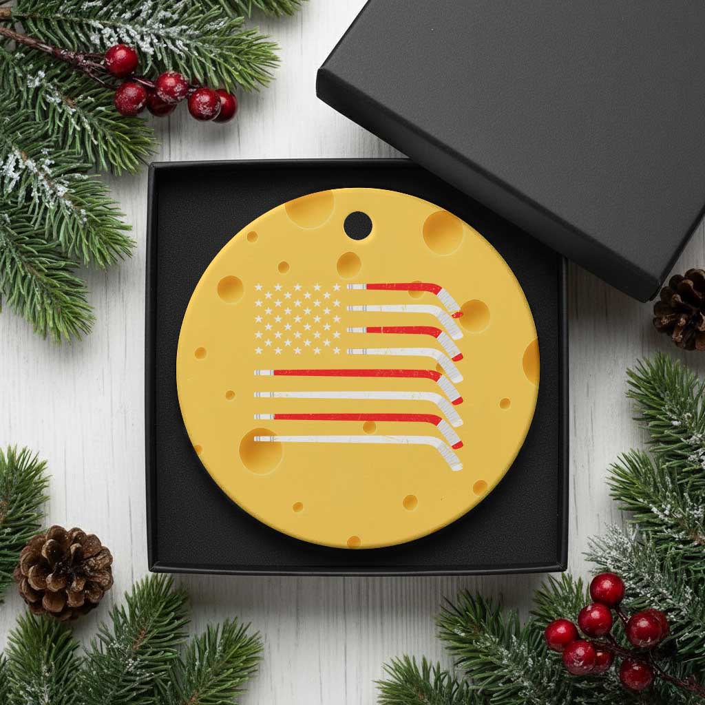 USA Flag Hockey Ceramic Ornament Patriotic Hockey Stick American Flags - Wonder Print Shop