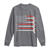 USA Flag Hockey Long Sleeve Shirt Patriotic Hockey Stick American Flags