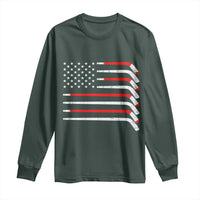 USA Flag Hockey Long Sleeve Shirt Patriotic Hockey Stick American Flags