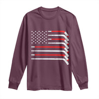 USA Flag Hockey Long Sleeve Shirt Patriotic Hockey Stick American Flags