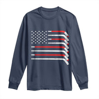 USA Flag Hockey Long Sleeve Shirt Patriotic Hockey Stick American Flags