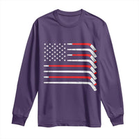 USA Flag Hockey Long Sleeve Shirt Patriotic Hockey Stick American Flags