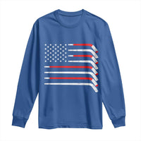 USA Flag Hockey Long Sleeve Shirt Patriotic Hockey Stick American Flags