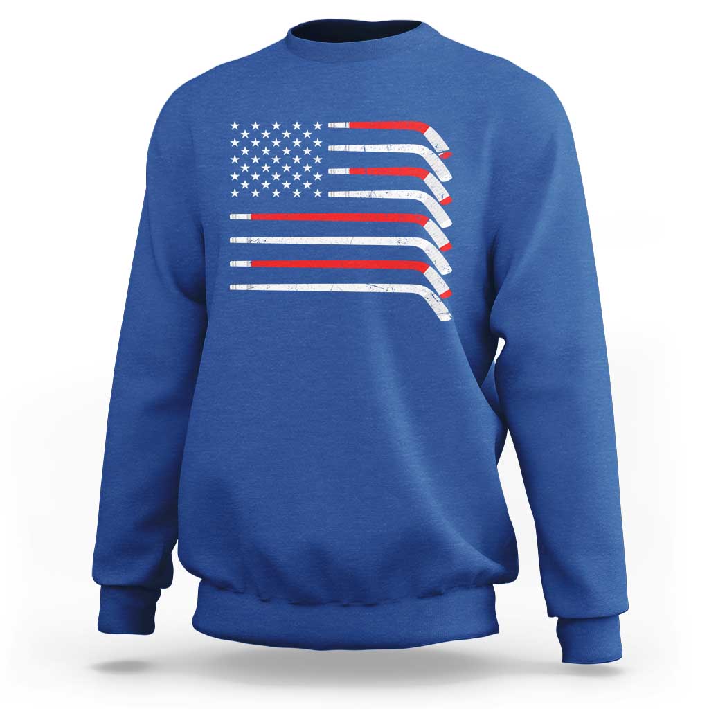 USA Flag Hockey Sweatshirt Patriotic Hockey Stick American Flags