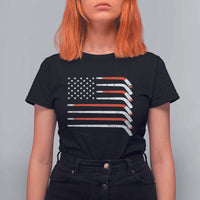 USA Flag Hockey T Shirt For Women Patriotic Hockey Stick American Flags