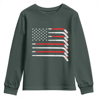 USA Flag Hockey Youth Sweatshirt Patriotic Hockey Stick American Flags