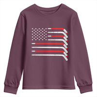 USA Flag Hockey Youth Sweatshirt Patriotic Hockey Stick American Flags