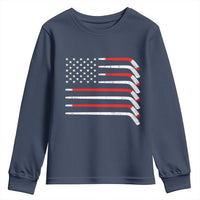 USA Flag Hockey Youth Sweatshirt Patriotic Hockey Stick American Flags