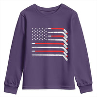 USA Flag Hockey Youth Sweatshirt Patriotic Hockey Stick American Flags