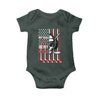 USA Flag Hockey Baby Onesie Skull Player My Goal Is To Deny Yours