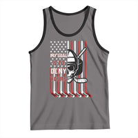 USA Flag Hockey Tank Top Skull Player My Goal Is To Deny Yours