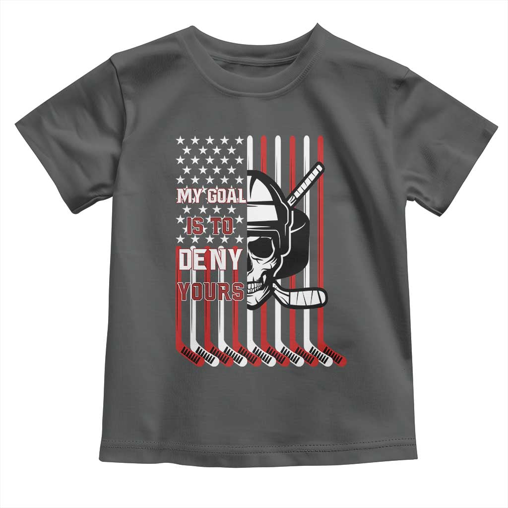 USA Flag Hockey Toddler T Shirt Skull Player My Goal Is To Deny Yours