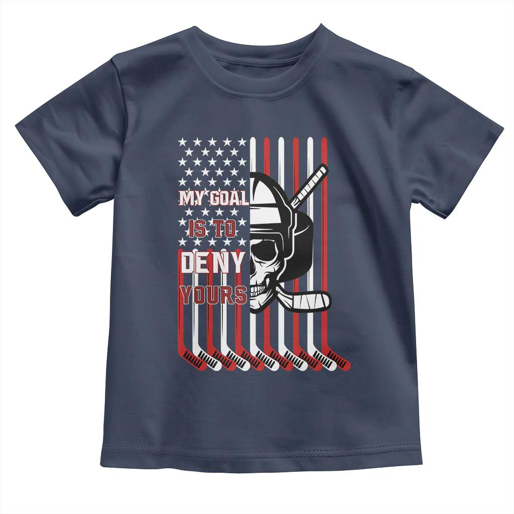 USA Flag Hockey Toddler T Shirt Skull Player My Goal Is To Deny Yours