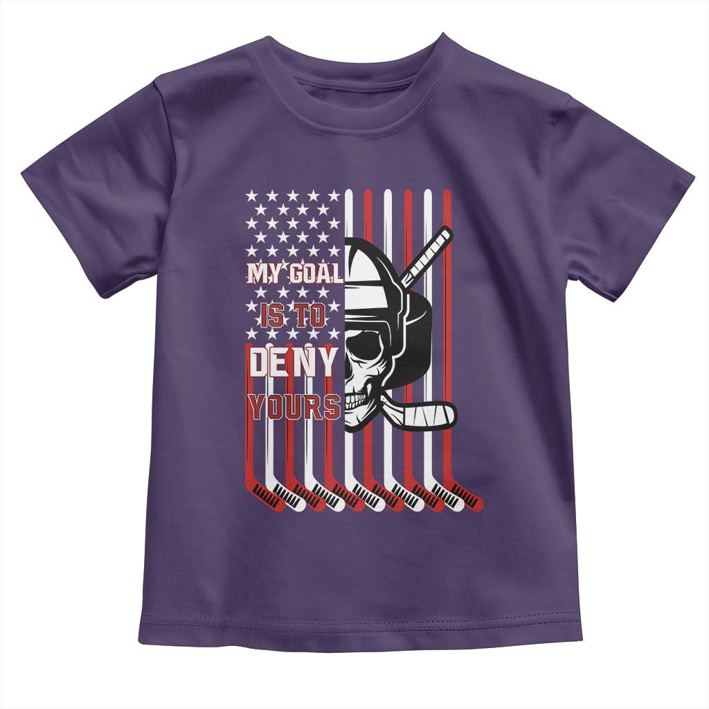 USA Flag Hockey Toddler T Shirt Skull Player My Goal Is To Deny Yours