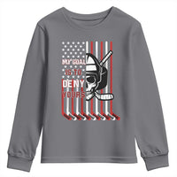 USA Flag Hockey Youth Sweatshirt Skull Player My Goal Is To Deny Yours