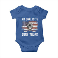 USA Flag Hockey Skull Baby Onesie My Goal Is To Deny Yours